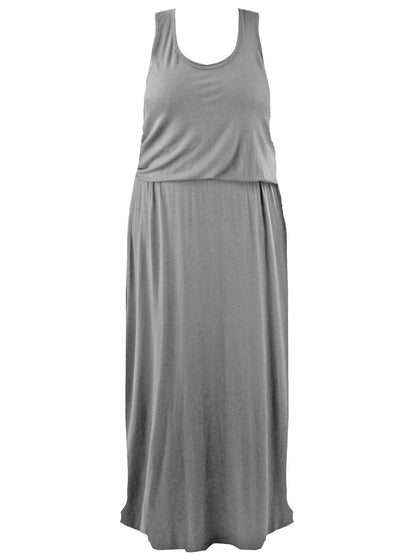 Womens Plus Size Elastic Waist Long Light Summer Dress