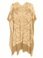 Taupe Sheer Two-Tone Boho Kimono Style Beach Cover Up