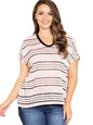 Blush & Black Striped Lightweight Knit Plus Size Top