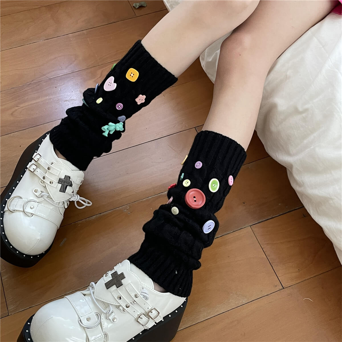 Sexy candy buttons leg warmers