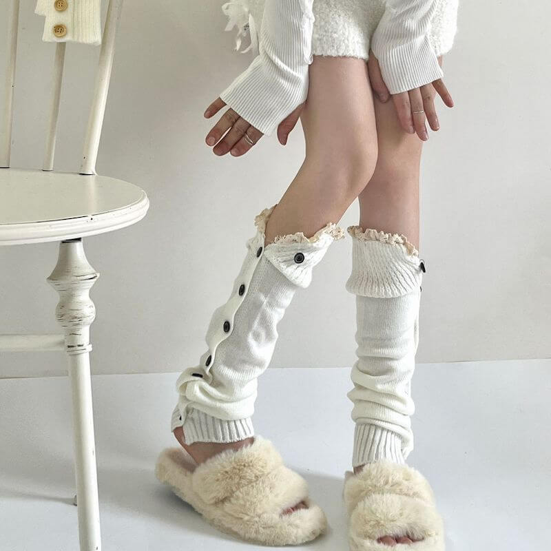 Sexy Aesthetic button lace leg warmers