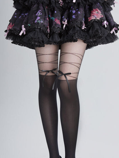 Sexy Aesthetic ribbon bow tights