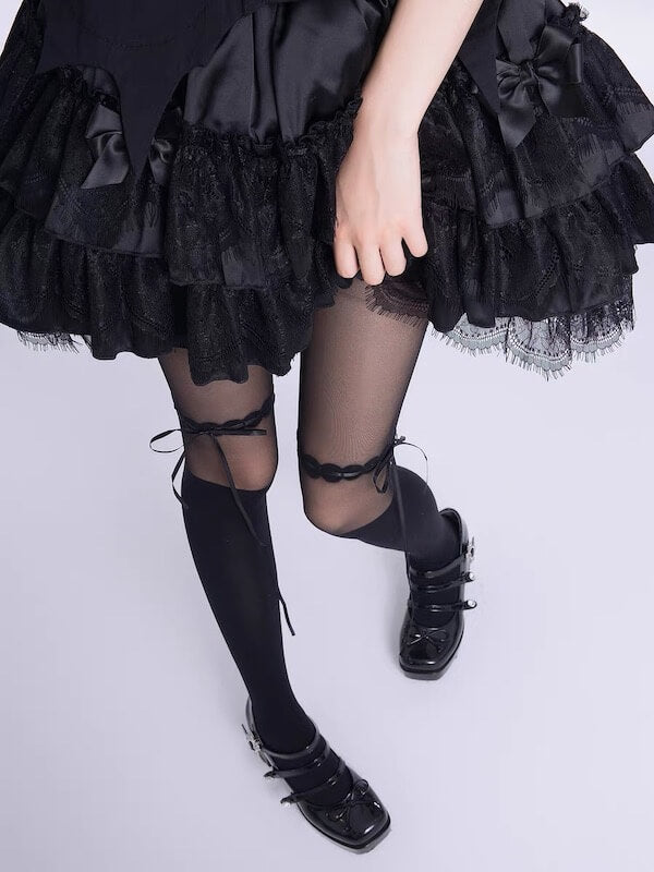 New Fashion Angelcore ribbon stockings-effect tights