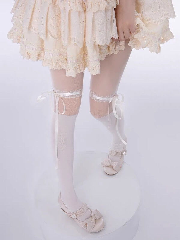 New Fashion Angelcore ribbon stockings-effect tights