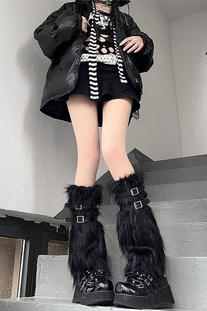 Sexy Artificial fur garters leg warmers