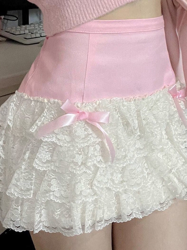 Ballet sweetheart lace layered skirt