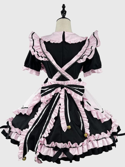 Black Pink Neko maid dress