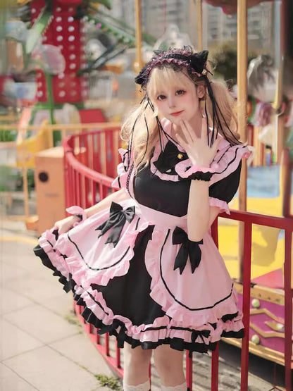 Black Pink Neko maid dress