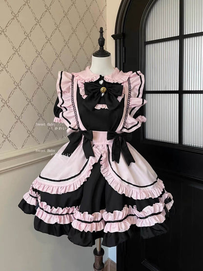 Black Pink Neko maid dress