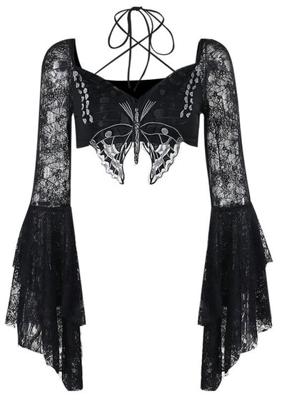 Butterfly in darkness lace top