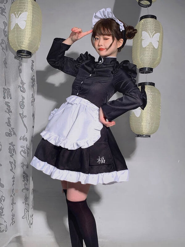 New Fashion Exquisite elegance black maid dress