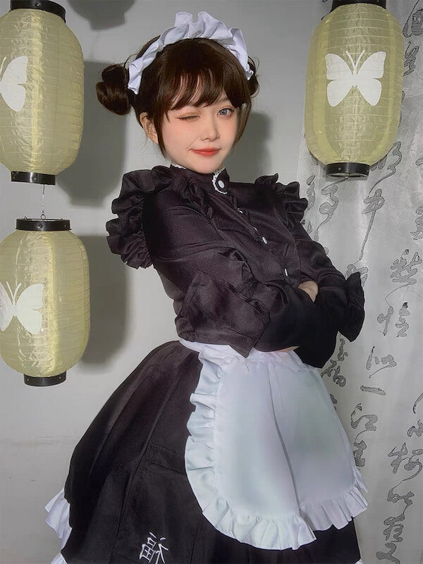 New Fashion Exquisite elegance black maid dress