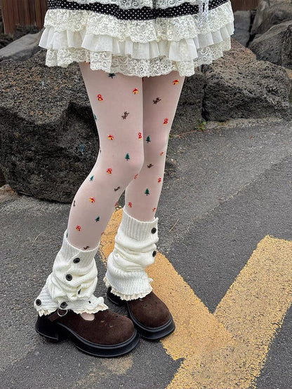 New Fashion Christmas tree house dollhouse jacquard tights