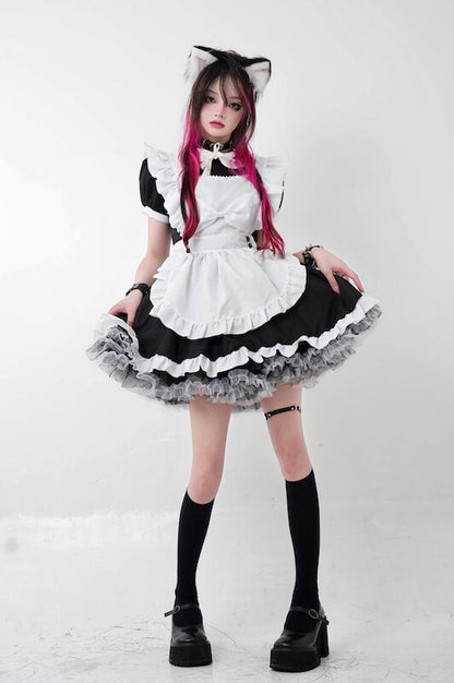 Sexy Cosplay bow maid dress set