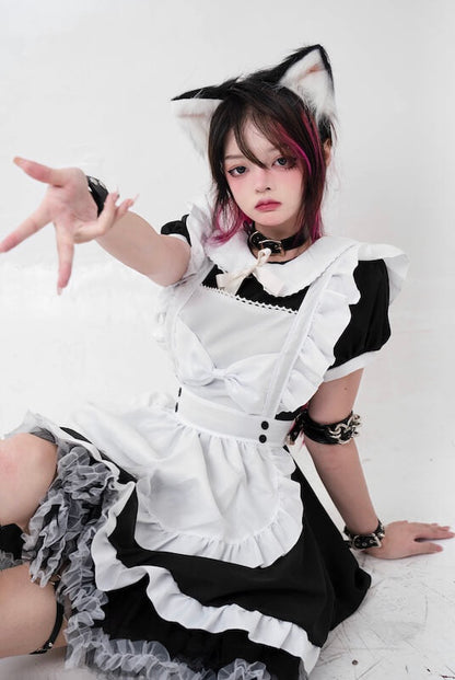 Sexy Cosplay bow maid dress set