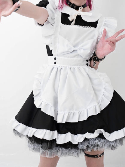 Sexy Cosplay bow maid dress set