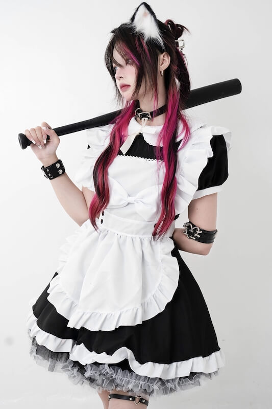 Sexy Cosplay bow maid dress set