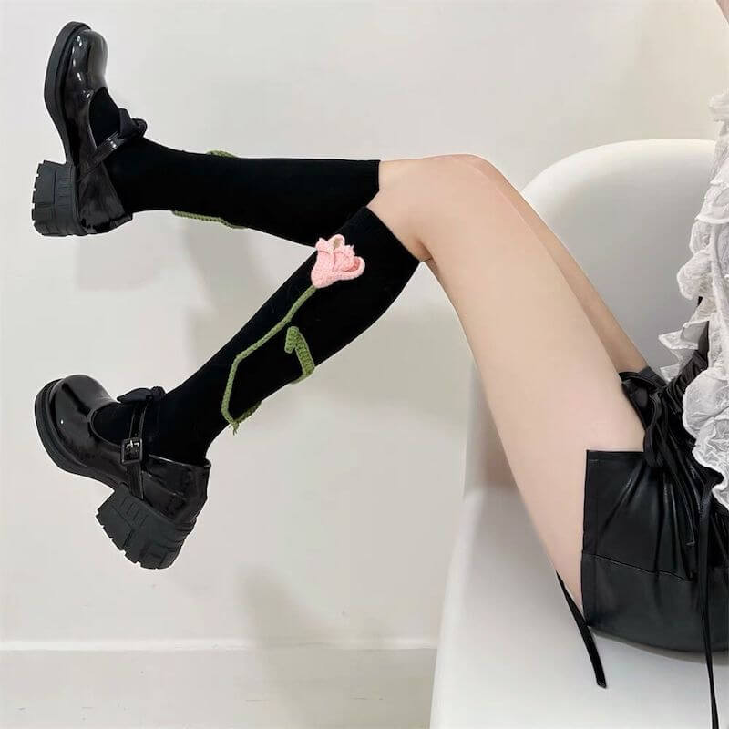 Sexy Delicate tulip flowers stockings