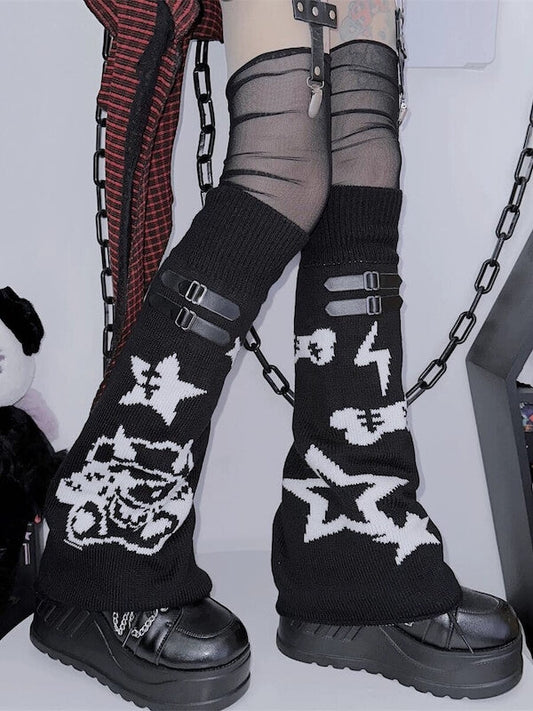 Sexy Devil star buckle leg warmers