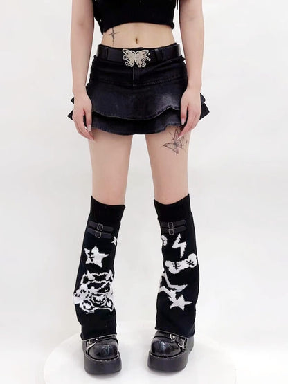 Sexy Devil star buckle leg warmers