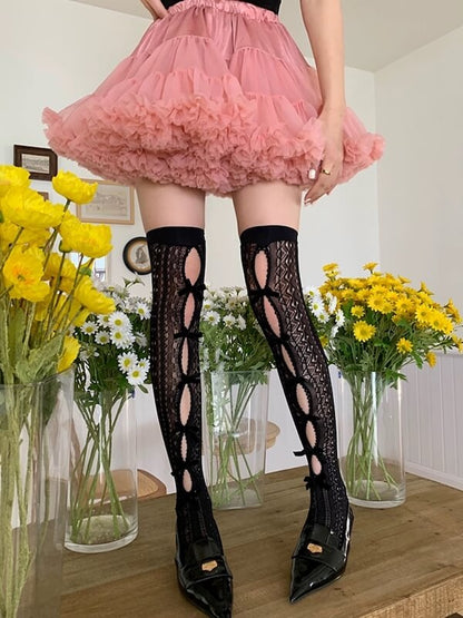 Sexy Fairy bow hollow-out lace stockings