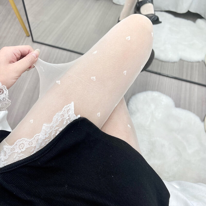 Sexy Fairy core cream hearts tights