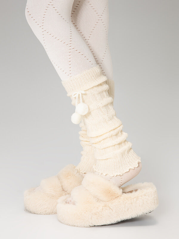 New Fashion Fluffy pompon leg warmers