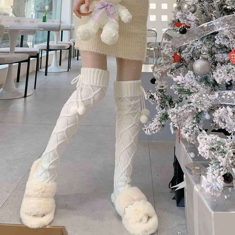 Sexy Fluffy warm pompon stockings