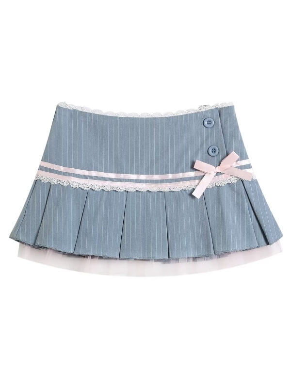 Girly academia pinstriped mini skirt