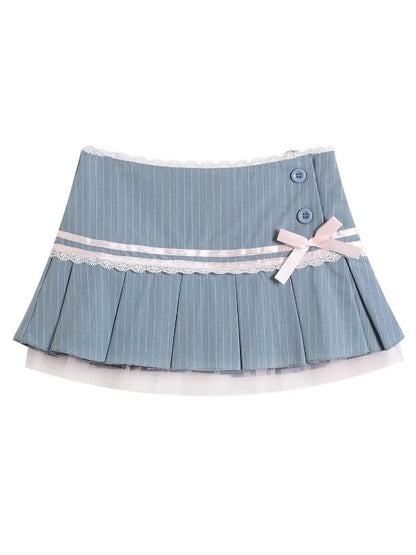 Girly academia pinstriped mini skirt