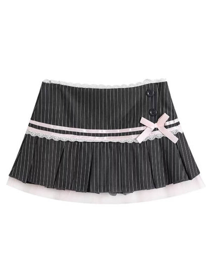 Girly academia pinstriped mini skirt