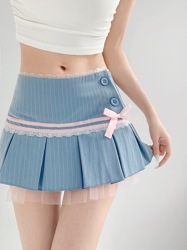 Girly academia pinstriped mini skirt