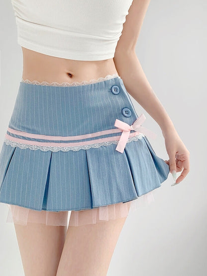 Girly academia pinstriped mini skirt