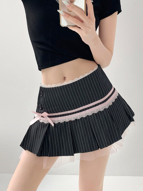 Girly academia pinstriped mini skirt