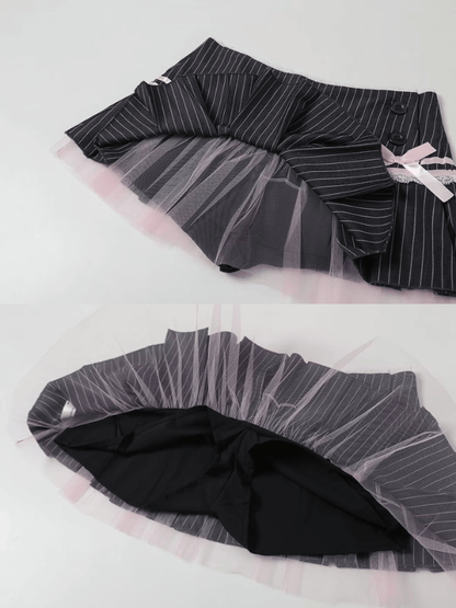 Girly academia pinstriped mini skirt