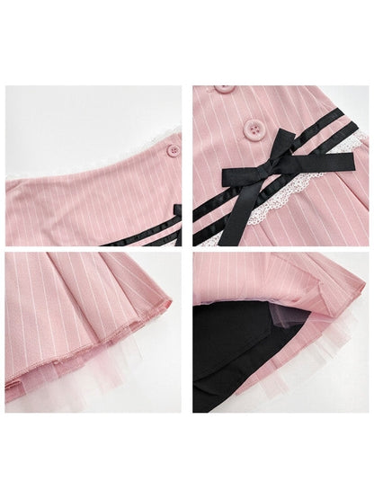 Girly academia pinstriped mini skirt