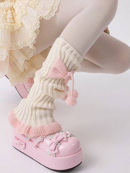 Sexy Girly bow pompon leg warmers