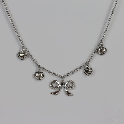 Sexy Girly heart bow necklace