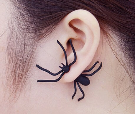 Sexy Goth black spider earring