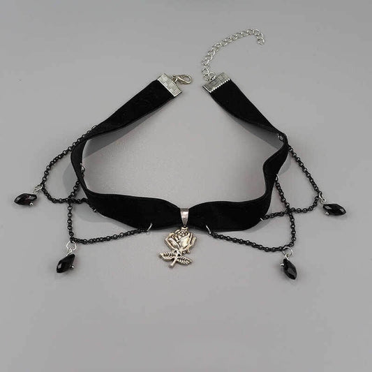 Goth rose lolita choker