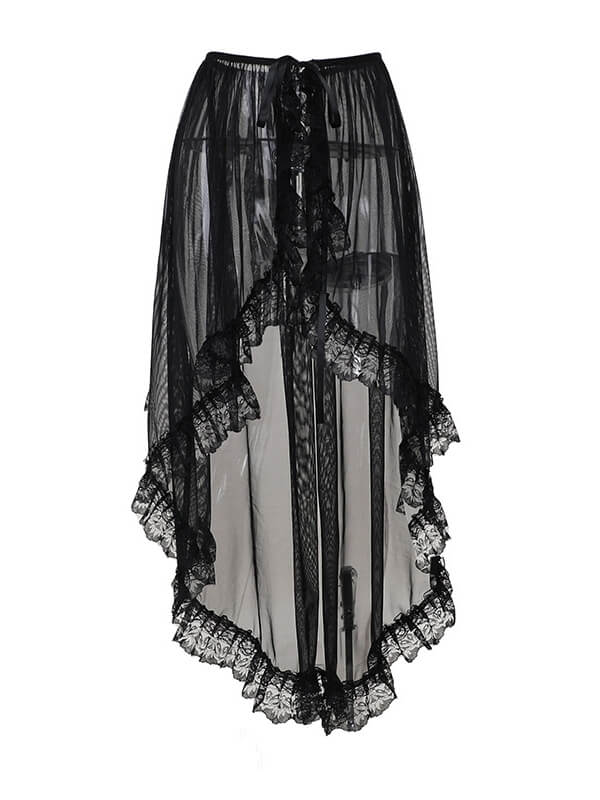 Gothic black sheer skirt hem