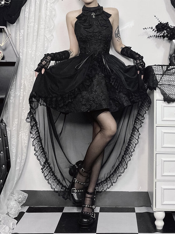 Gothic black sheer skirt hem