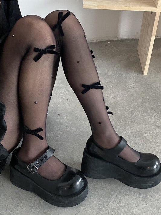 Sexy Gothic bow beads tights