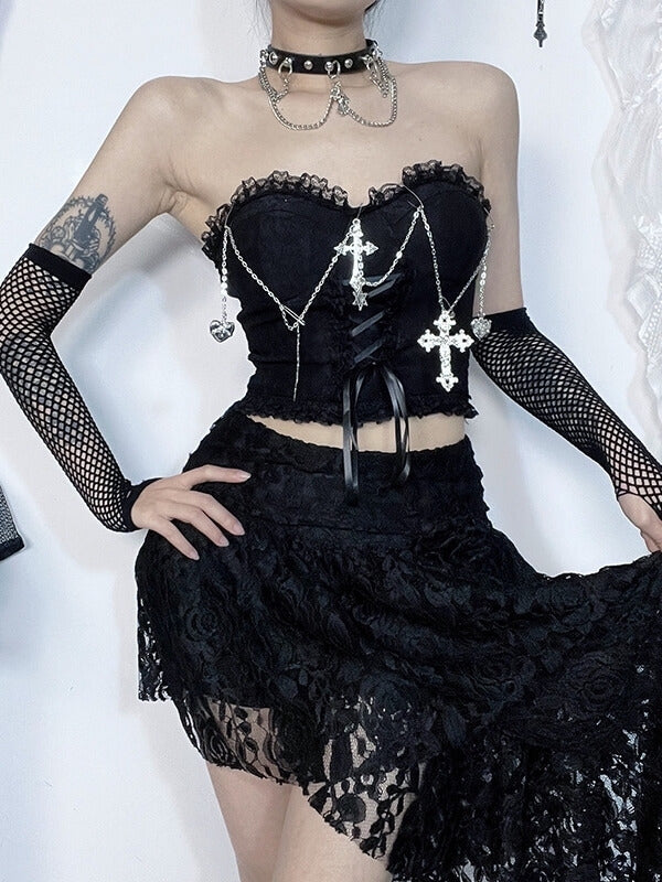 Gothic cross chain corset