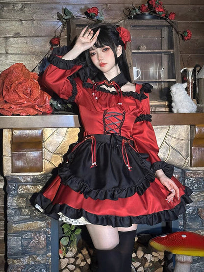 Gothic devil lolita maid dress