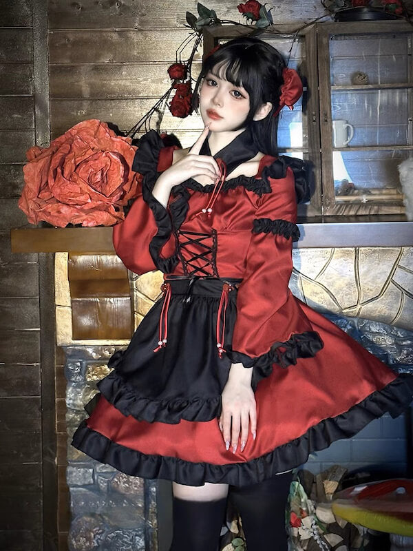 Gothic devil lolita maid dress