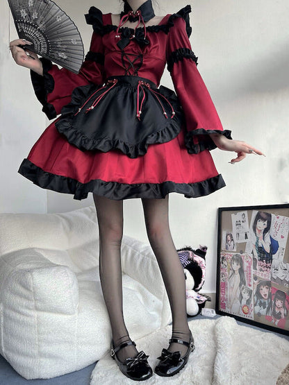 Gothic devil lolita maid dress