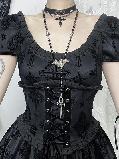 New Fashion Gothic lace up corset dress