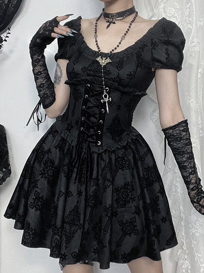 New Fashion Gothic lace up corset dress