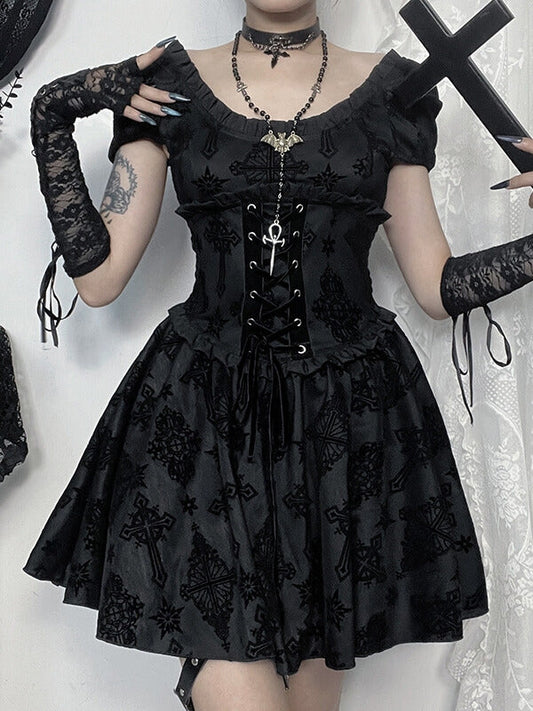 New Fashion Gothic lace up corset dress